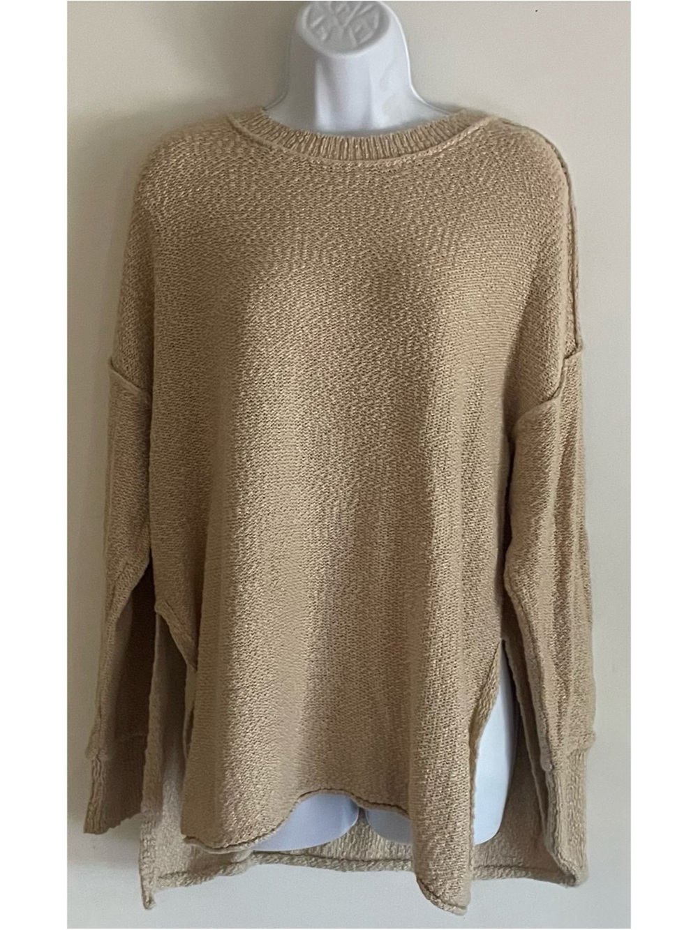 aerie Relaxed Beige Crewneck Sweater